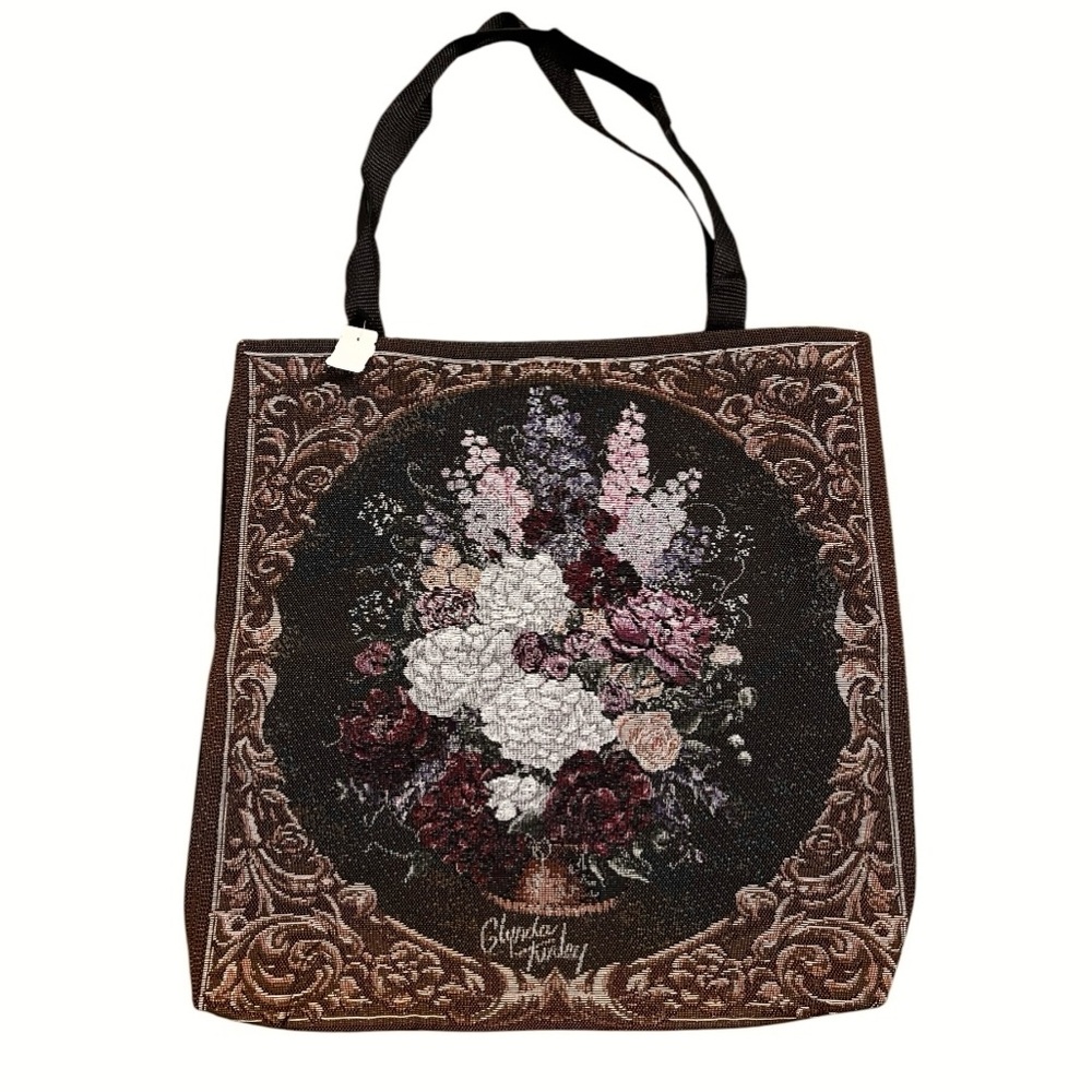 VTG Glynda Turley Tapestry Floral Tote Book Bag Whimsigothic Eclectic Grandpa